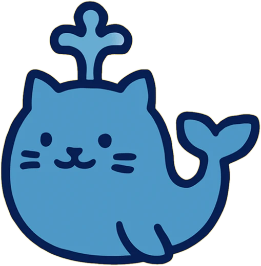 Whalecat, a blue whale shaped cat spouting water